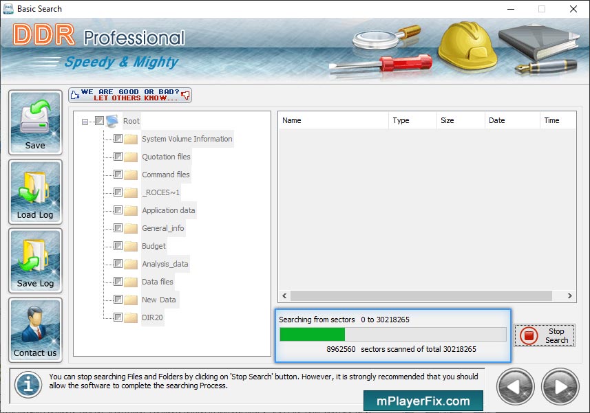 Status Bar Data Doctor Recovery (DDR) Professional Status Bar